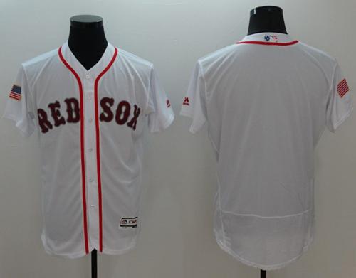 Red Sox Blank White Fashion Stars & Stripes Flexbase Authentic Stitched MLB Jersey - Click Image to Close